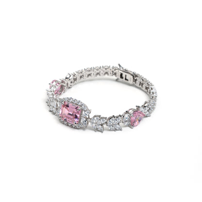 Pink Moissanite Silver Bracelet