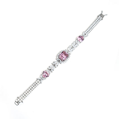 Pink Moissanite Silver Bracelet