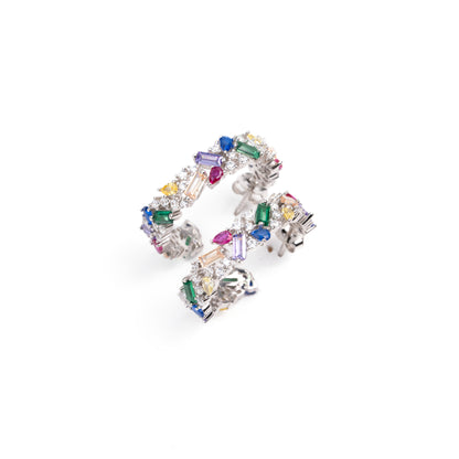 Rainbow Moissanite Statement Earrings