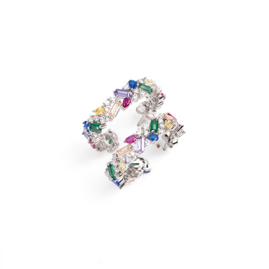 Rainbow Moissanite Statement Earrings