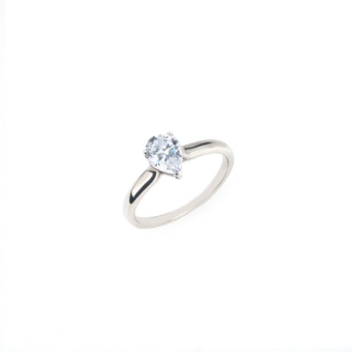The Luna Teardrop Ring - pear-cut moissanite ring