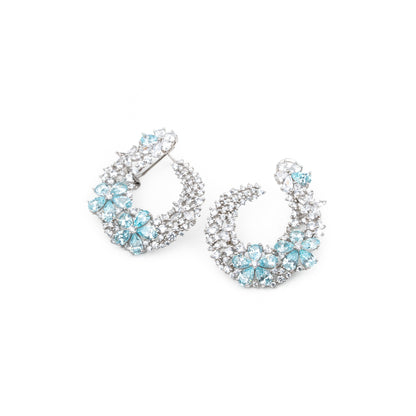 Azure Floral Hoop Earrings