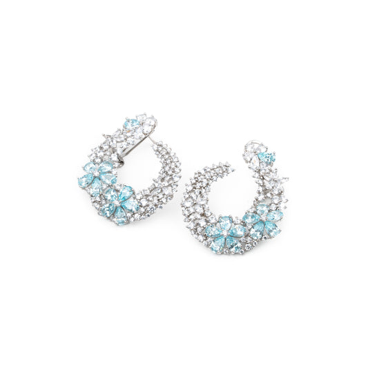 Azure Floral Hoop Earrings