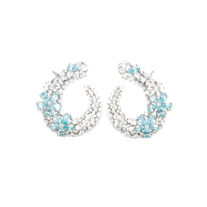 Azure Floral Hoop Earrings