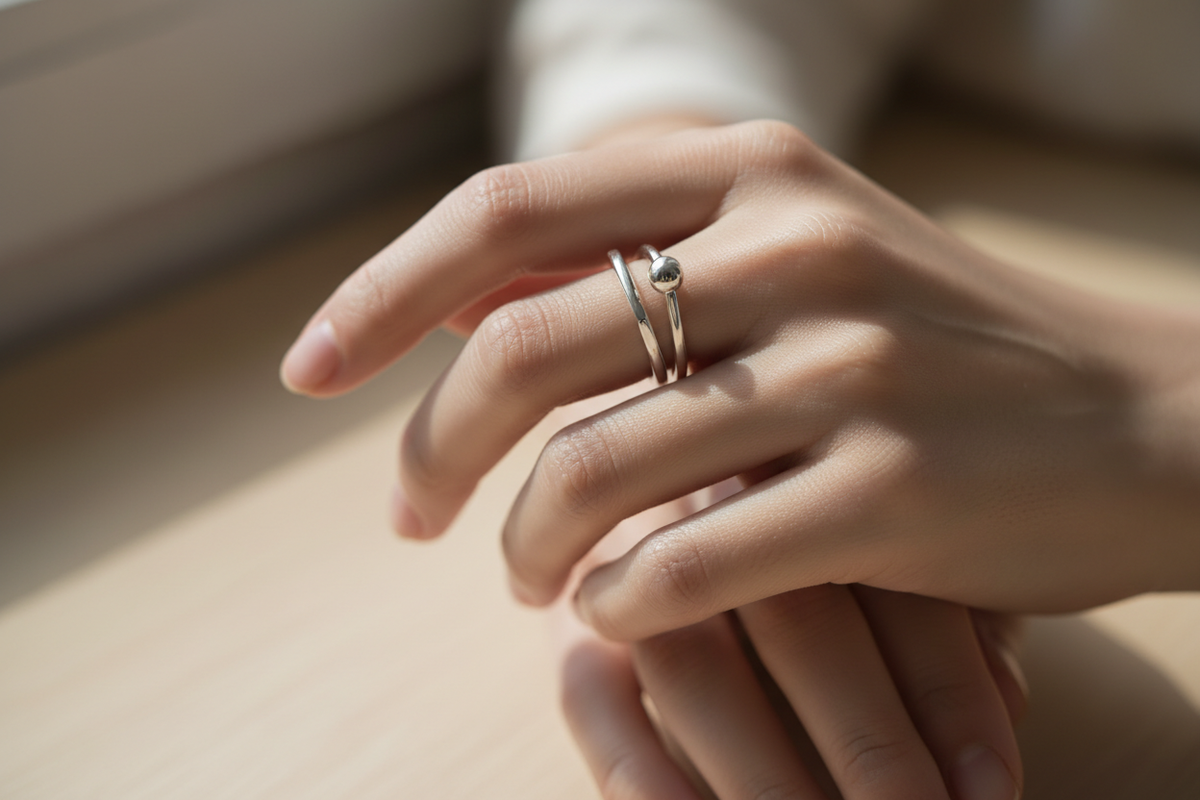 women wearing silver ring